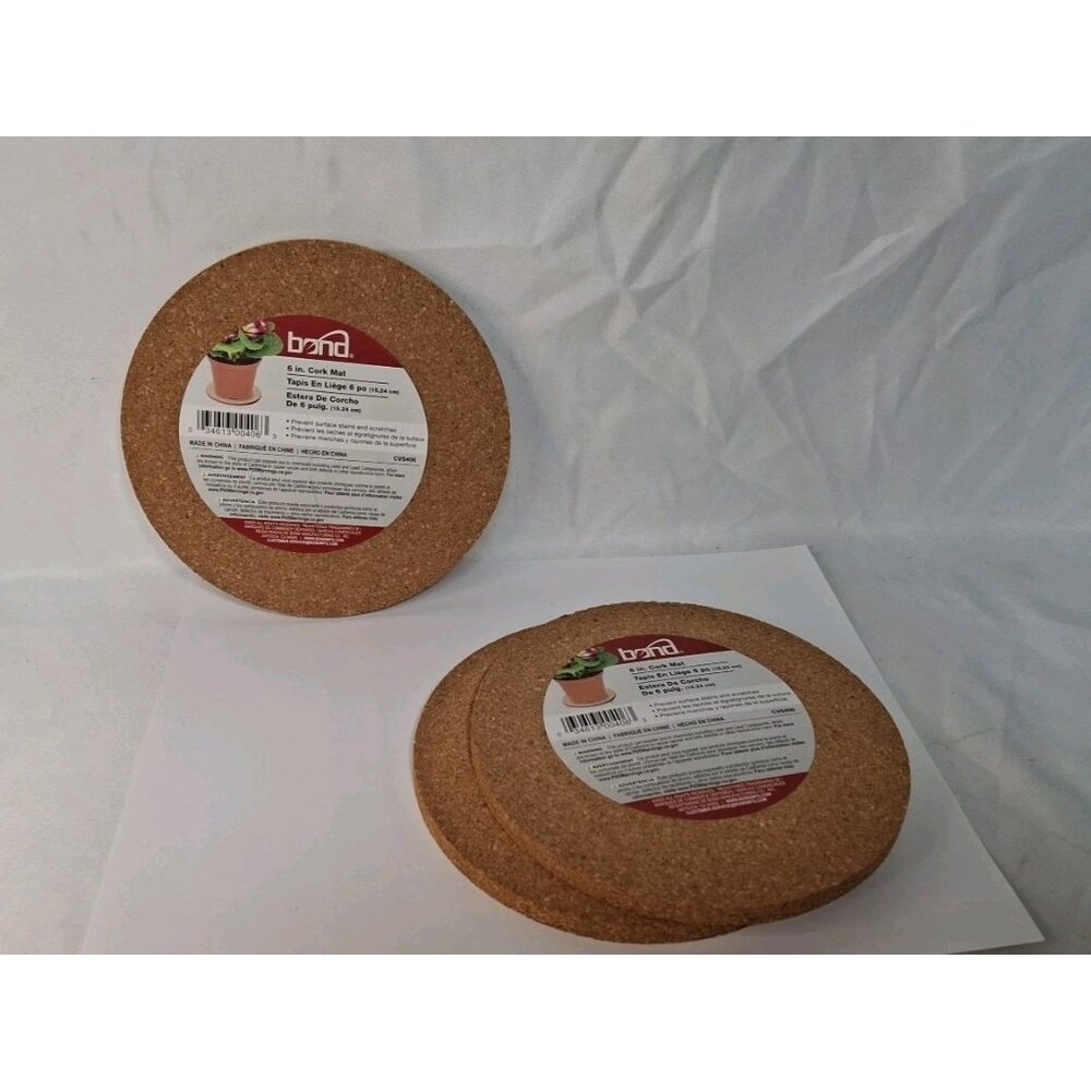 3 pack Bond CVS406 6" Cork Saucer Cork Plant Saucer Brown
